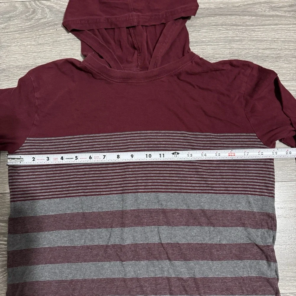 Place Big Boy Burgundy Stripped Long Sleeves‎ Hooded Pullover Shirt Size 16
